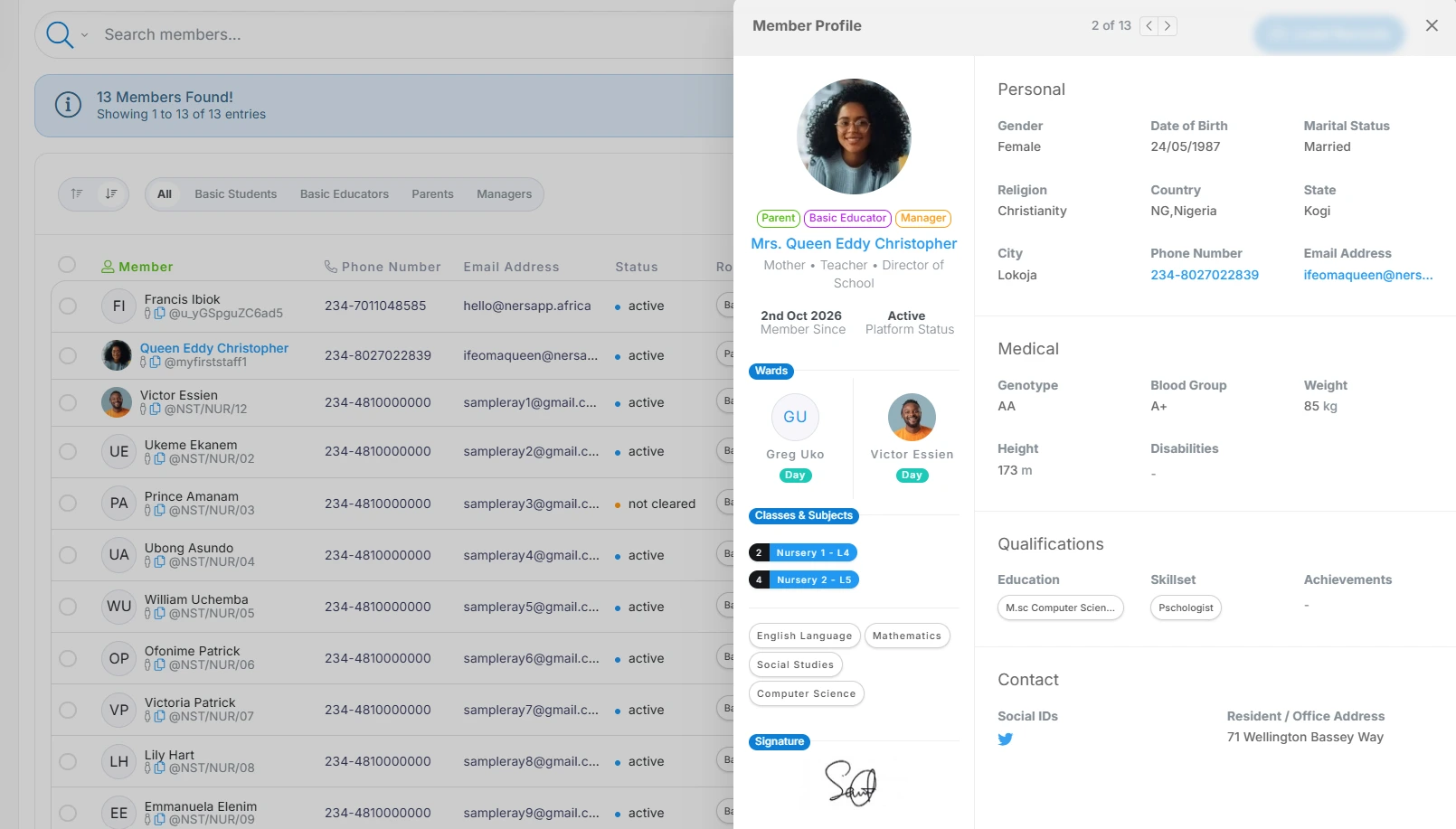 Member Profiles